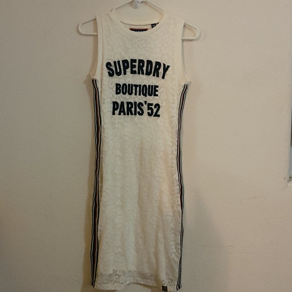 Superdry Blake white lace midi dress